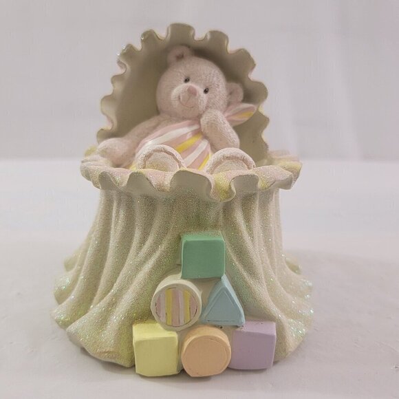 Russ Berrie Baby’s 1st Piggy Bank Money Box Teddy Bear Bassinet Blocks Keepsake - Picture 11 of 16